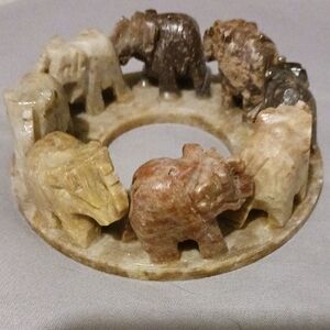 Carved Stone Elephant Ring